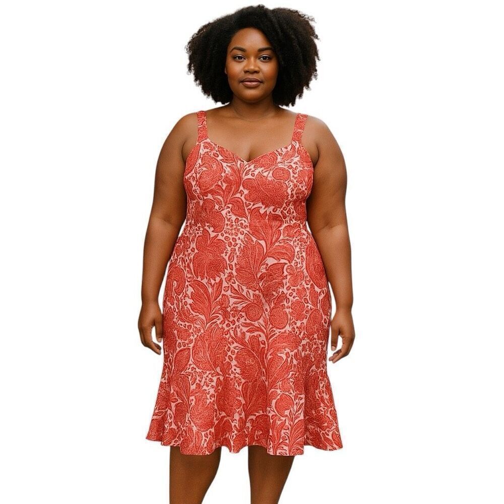 J. Crew Pink Coral Floral PrintâLuster Crepe Flare Hem Dress Size 20